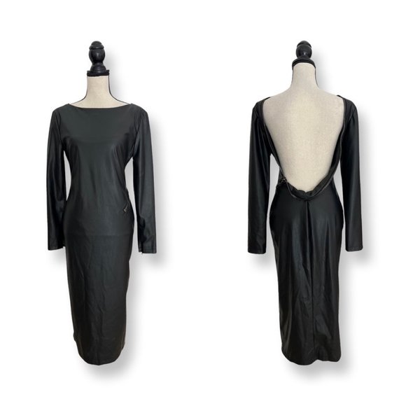 Tom Ford Dresses & Skirts - Tom Ford black faux leather black backless dress size 40